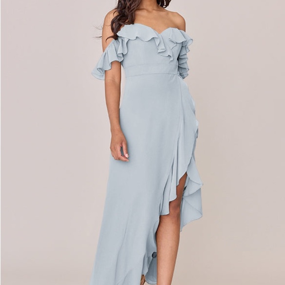 Revelry Scarlet Chiffon Bridesmaid Dress in Sky Blue